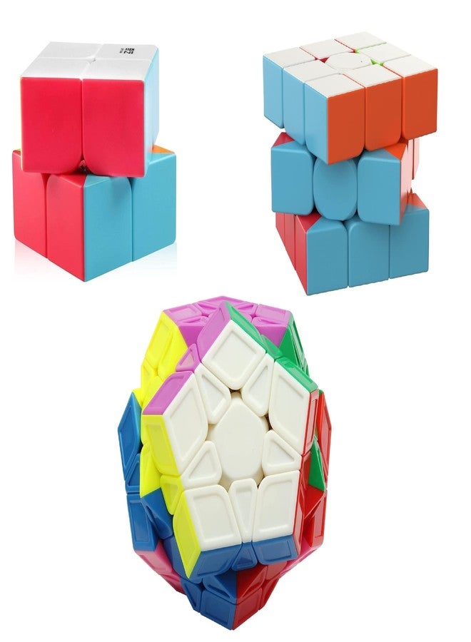 مجموعة مكعبات السرعة من AUTHFORT، مجموعة المكعبات السحرية المكونة من 2x2x2 و3x3x3 Megaminx M، مكعب خماسي الأضلاع، مكعب أحجية أملس (3 قطع) - Image 1